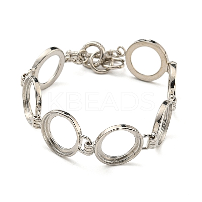 Rack Plating Brass Flat Round Link Bracelet Making with Tray BJEW-A010-03B-P-1