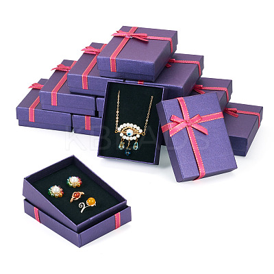 Rectangle Paper Jewelry Set Storage Boxes with Bowknot X1-CON-TAC0014-04B-1