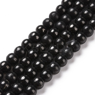 Natural Shungite Beads Strands G-D481-15B-4MM-1