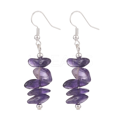 Natural Amethyst Chips Beaded Jewelry Set SJEW-JS01232-03-1