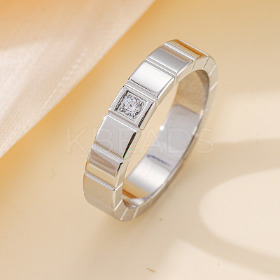 304 Stainless Steel & Cubic Zirconia Finger Rings FS-WG10832-12-1