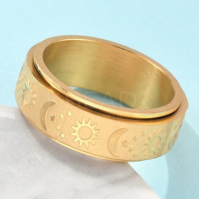 Star & Moon & Sun 304 Stainless Steel Rotatable Finger Ring LS-PW-WG61315-09-1