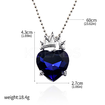 Alloy Rhinestone Crown Heart Pendant Ball Chain Necklaces FS-WGC3330-02-1