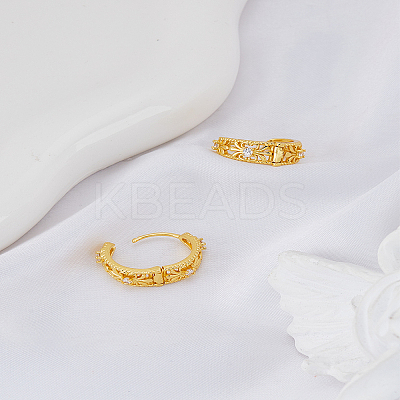 1 Pair Brass Micro Pave Clear Cubic Zirconia Hoop Earrings EJEW-LP0004-68G-1
