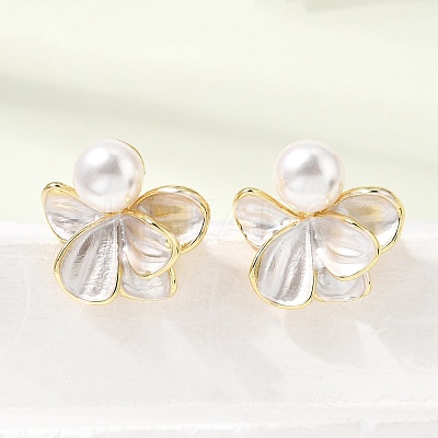 Brass Enamel Stud Earrings KK-CBAB173-02C-G-1