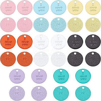 48Pcs 8 Colors Spray Painted Alloy Charms FIND-FH0002-71-1