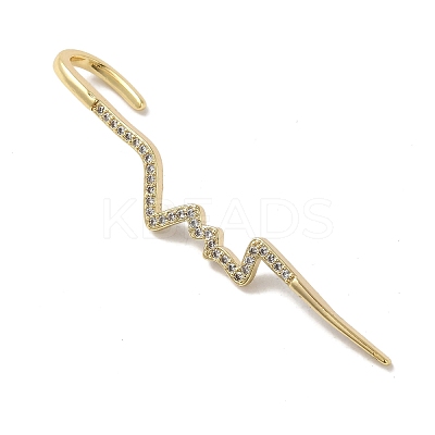 Brass Micro Pave Clear Cubic Zirconia Ear Wrap Crawler Hook Earrings for Women EJEW-C097-01G-02-1