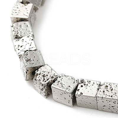 Electroplated Natural Lava Rock Beads Strands G-L606-E02-01A-1