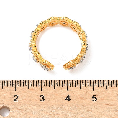 Brass Micro Pave Cubic Zirconia Cuff Rings for Women RJEW-F185-03G-1