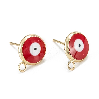 Eco-Friendly Brass Enamel Stud Earring Findings KK-H761-02G-A-1