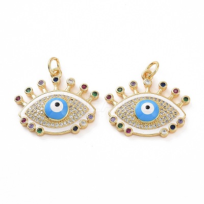 Brass Micro Pave Colorful Cubic Zirconia Pendants KK-E068-VF019-1