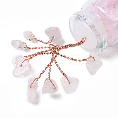 Natural Rose Quartz Chips Tree Decorations DJEW-P021-E01-1