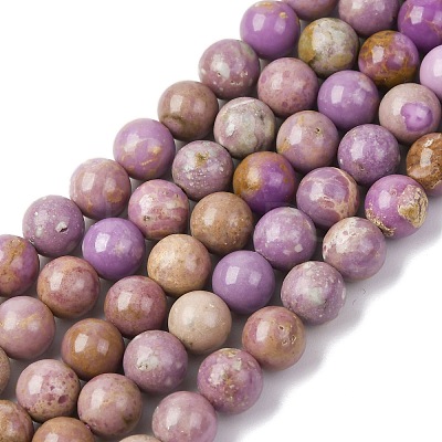 Natural Lepidolite/Purple Mica Stone Beads Strands G-K401-A01-6mm-1