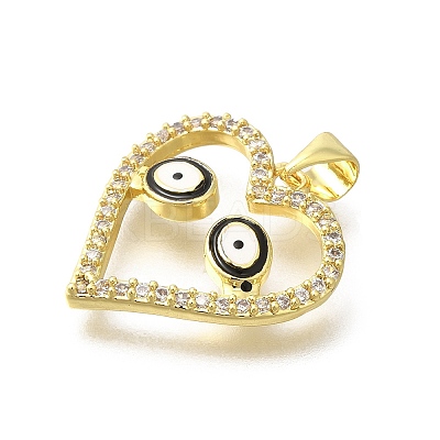 Brass Micro Pave Clear Cubic Zirconia Enamel Pendants KK-M297-16G-1