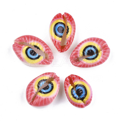 Printed Cowrie Shell Beads SSHEL-T007-15D-1