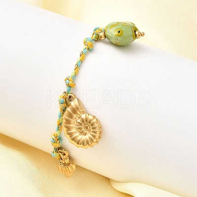 Shell Shape 304 Stainless Steel Charm Bracelets BJEW-K237-19G-1