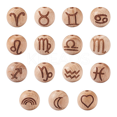 Natural Undyed Beech Beads WOOD-BT0001-04-1