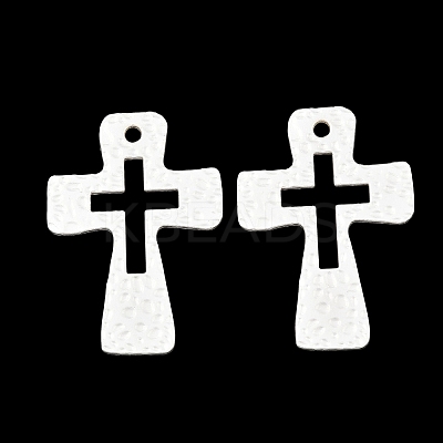 Hammered Cross Alloy Pendants PALLOY-D071-MS-1