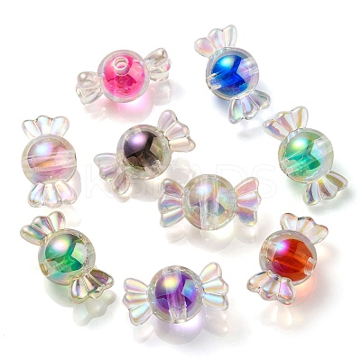 UV Plating Rainbow Iridescent Acrylic Beads PACR-E001-01-1