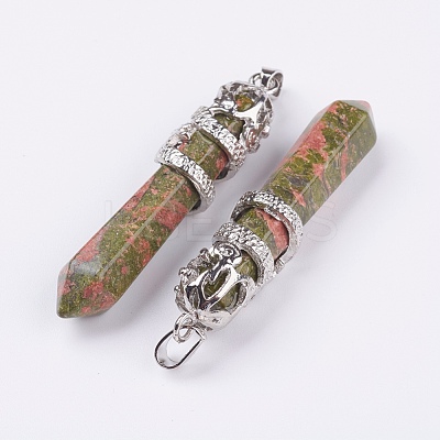 Natural Unakite Big Pointed Pendants G-G738-A-36-1