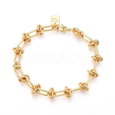 Brass Paperclip Chain Bracelets for Women BJEW-N032-02G-1