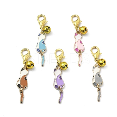 Cat Alloy Enamel Pendant Decoration HJEW-JM01476-1