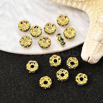 Brass Grade A Rhinestone Spacer Beads RSB028NF-10G-1