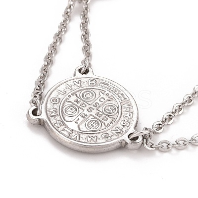 Non-Tarnish 201 Stainless Steel Saint Benedict Link Bracelet for Men Women STAS-E160-34P-1