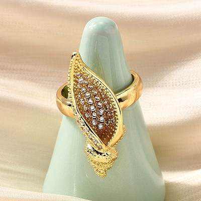 Brass Micro Pave Clear Cubic Zirconia Adjustable Open Cuff Rings for Women RJEW-I111-02G-02-1