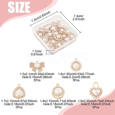 25Pcs 5 Styles Alloy Rhinestone Charms FIND-FS0003-53-1