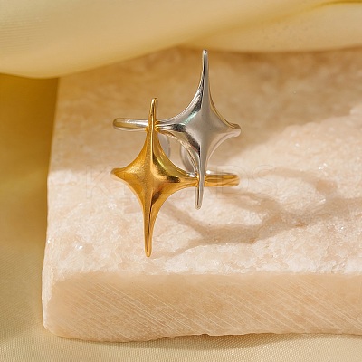 Adjustable 304 Stainless Steel Cuff Rings for Women RJEW-B135-01GP-03-1