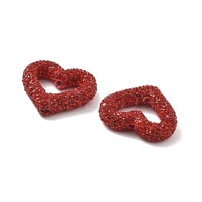 Heart Shape Polymer Clay Rhinestone Beads CLAY-NH0001-09A-10-1