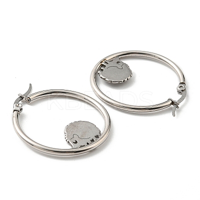 Non-Tarnish 304 Stainless Steel Hedgehog Beaded Hoop Earrings EJEW-F320-02P-1