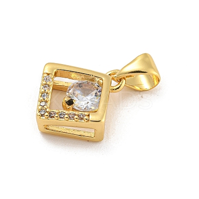 Rack Plating Brass Micro Pave Cubic Zirconia Pendants KK-G513-05G-1
