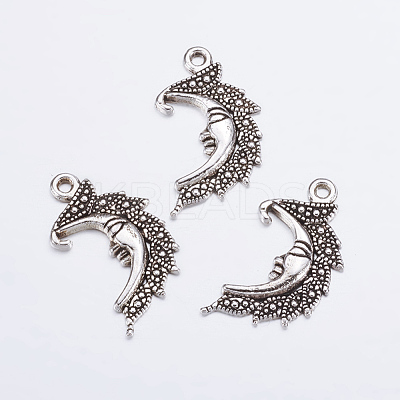 Antique Silver Tone Moon Tibetan Silver Pendants X-AC384-NF-1