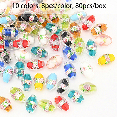 Handmade Foil Glass Lampwork Beads FOIL-OC0001-02-1