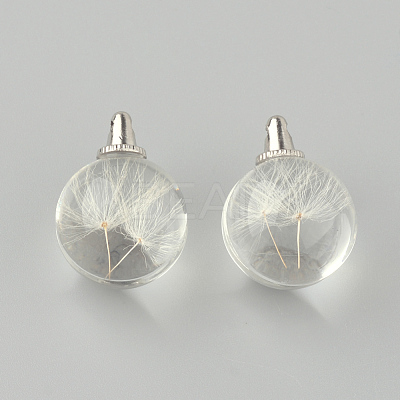 Round Alloy Glass Pendants GLAA-Q051-20mm-01P-1
