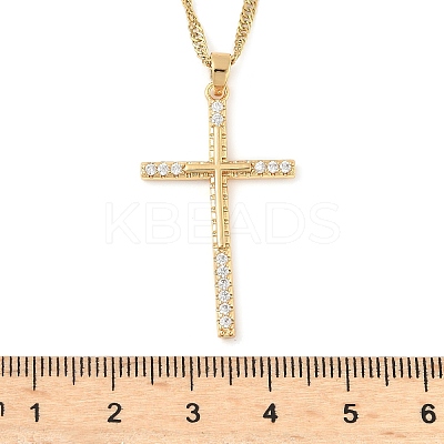304 Stainless Steel Micro Pave Clear Cubic Zirconia Pendant Necklaces for Women NJEW-U047-01A-G-1