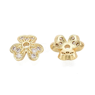 Brass Micro Pave Clear Cubic Zirconia Bead Caps KK-Q071-11G-02-1