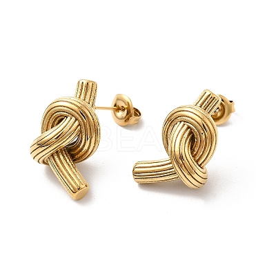 304 Stainless Steel Knot Stud Earrings EJEW-K268-45G-1