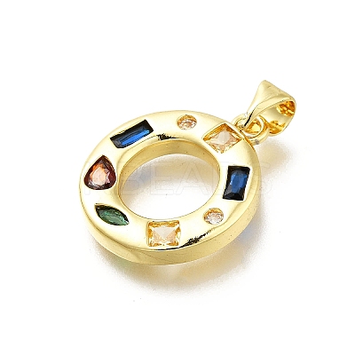Brass Micro Pave Clear Cubic Zirconia Pendants KK-G521-01G-O-01-1