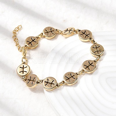 12 Constellations 304 Stainless Steel Link Chain Bracelets BJEW-I239-01G-04-1