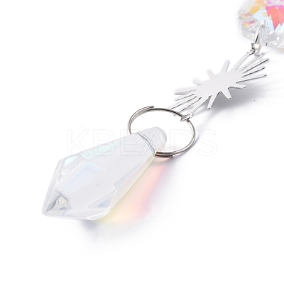 AB Color Plated Crystal Bullet Big Pendant Decorations HJEW-G019-03C-1