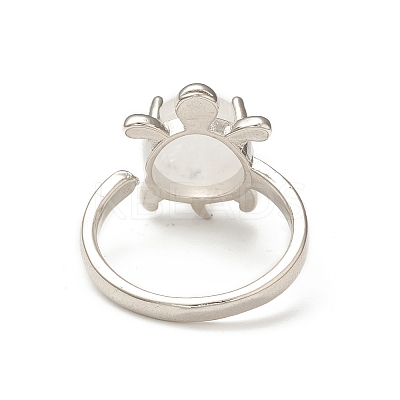 Natural Quartz Crystal Turtle Open Cuff Ring RJEW-P082-01P-27-1