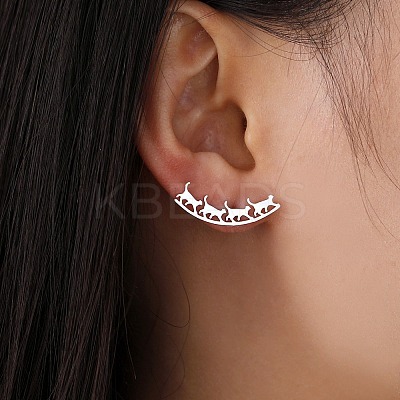 Non-Tarnish 304 Stainless Steel Stud Earrings EJEW-H095-03P-1