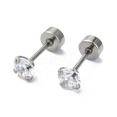 304 Stainless Steel Crystal Rhinestone Ear False Plugs STAS-C089-04B-P-1