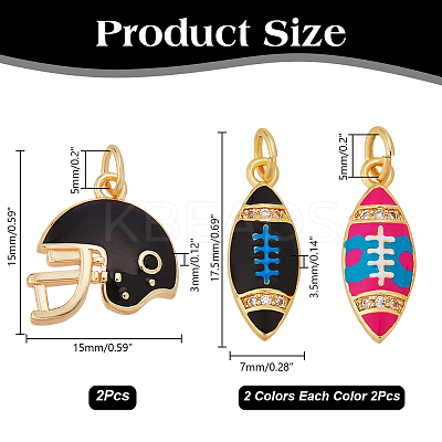 6Pcs 3 Styles Brass Enamel Pendants KK-AR0004-43-1