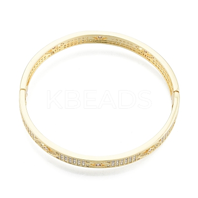 Cubic Zirconia Horse Eye Hinged Bangle BJEW-G651-07G-02-1
