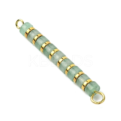 Natural Green Aventurine & Electroplated Synthetic Non-magnetic Hematite Heishi Connector Charms PALLOY-JF03291-02-1