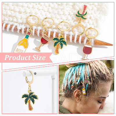 12Pcs 6 Style Wine & Beer & Coconut Tree Locking Stitch Markers HJEW-PH01603-1